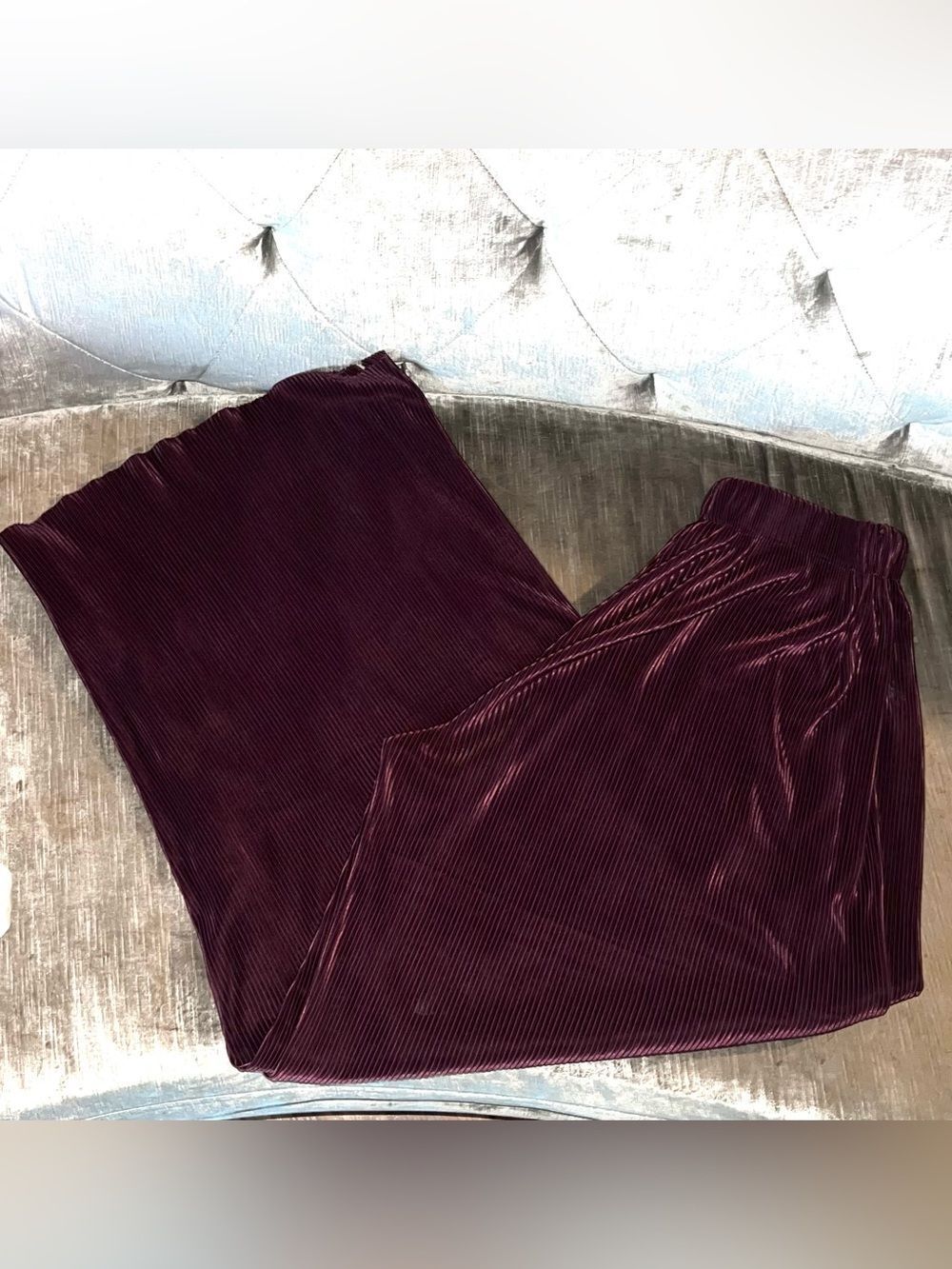 Vintage Express Pleated Wine Wide Leg Pants